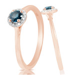 Classic Round Diamond Engagement Ring with 0.30 Carat Blue Diamond by Yaffie - 0.37 Carat Total Weight