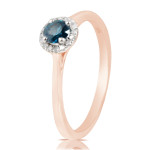 Classic Round Diamond Engagement Ring with 0.30 Carat Blue Diamond by Yaffie - 0.37 Carat Total Weight