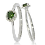 Green Diamond Halo - Yaffie Classic Round Engagement Ring with 0.37 Ctw Sparkle