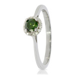 Green Diamond Halo - Yaffie Classic Round Engagement Ring with 0.37 Ctw Sparkle