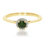Green Diamond Halo - Yaffie Classic Round Engagement Ring with 0.37 Ctw Sparkle