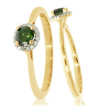 Green Diamond Halo - Yaffie Classic Round Engagement Ring with 0.37 Ctw Sparkle