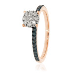 Yaffie Blue Diamond Engagement Ring with Natural Diamond Accent, 0.39 Ctw