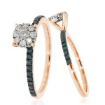 Yaffie Blue Diamond Engagement Ring with Natural Diamond Accent, 0.39 Ctw