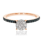 Yaffie Blue Diamond Engagement Ring with Natural Diamond Accent, 0.39 Ctw