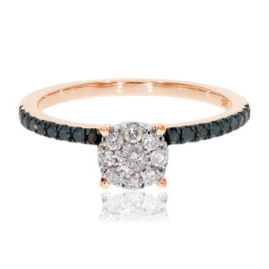 Yaffie Blue Diamond Engagement Ring with Natural Diamond Accent, 0.39 Ctw