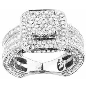 Captivating Yaffie Diamond Engagement Ring Set in White Gold with 1 1/5ct TDW