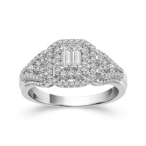 Emerald-cut Diamond Ring with 1/2ct TDW in White Gold by Yaffie