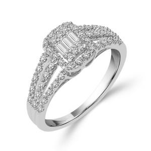 Emerald-cut Baguette Diamond Ring with 1/3 ct TDW in White Gold by Yaffie