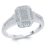 Princess Cut Diamond Ring in Yaffie White Gold with 3/8ct Total Diamond Weight for Chic Style