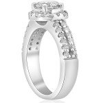Sparkling Double Row Diamond Halo Engagement Ring with 1.5 ct White Gold Bliss by Yaffie