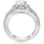 Sparkling Double Row Diamond Halo Engagement Ring with 1.5 ct White Gold Bliss by Yaffie