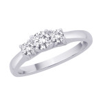 3-Stone White Gold Engagement Ring with Sparkling 1/2ct TDW Diamonds by Yaffie