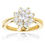 Gold Flower Engagement Ring with 1.2ct Diamond - Yaffie Unique Design
