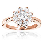 Gold Flower Engagement Ring with 1.2ct Diamond - Yaffie Unique Design