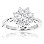 Gold Flower Engagement Ring with 1.2ct Diamond - Yaffie Unique Design