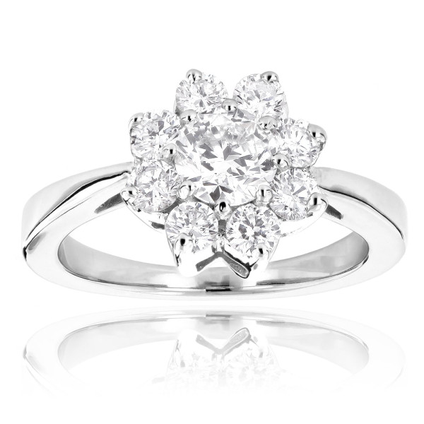 Gold Flower Engagement Ring with 1.2ct Diamond - Yaffie Unique Design