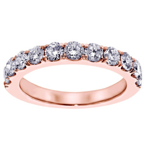 Rose Gold Anniversary Ring with 1ct TDW Split Prong Diamonds by Yaffie.