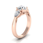 Rose Gold Yaffie Engagement Ring with 2ct TDW Center and Pear Shaped Side Stones