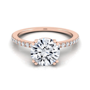 Yaffie White Diamond Petite Engagement Ring in Rose Gold