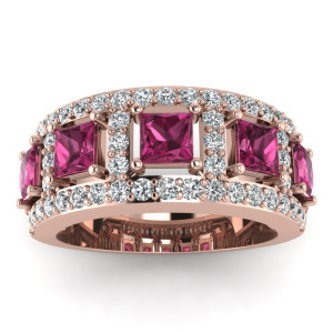 Sparkling Memories: Yaffie Rose Gold Anniversary Band with Diamonds and Sapphires