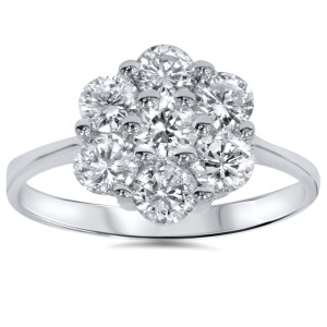 Dazzling Yaffie Cluster Diamond Ring in White Gold with a 1 1/2ct TDW