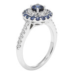 White Gold Engagement Ring with 1 1/5ct Sparkling Diamonds and Striking Sapphires by Yaffie