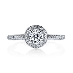 Sparkling Yaffie White Gold Engagement Ring with 1 1/6ct TDW Round Halo Diamond