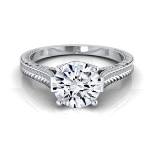 Dazzling Yaffie White Gold Engagement Ring with Intricate Millgrain Finish and 1/2ct TDW Sparkling White Diamonds.