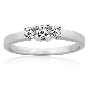 Yaffie 3-Stone Anniversary Ring with 1/4ct TDW Round Diamonds, Prong-Set in White Gold