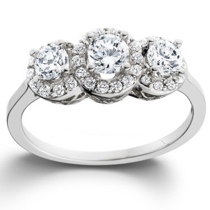 3-Stone Engagement Ring with 1ct TDW White Gold Diamonds by Yaffie