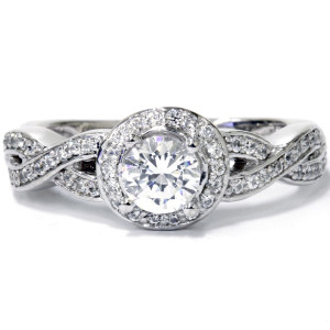 Vintage Engagement Ring with White Gold and 1ct TDW Diamond by Yaffie
