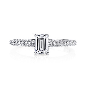 Elegant Yaffie 1ct TDW Emerald-cut Diamond Engagement Ring in White Gold