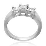 Anniversary Ring with 3 Princess-cut Diamonds, 1ct TDW, in Yaffie White Gold