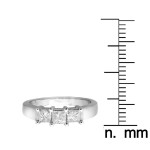Anniversary Ring with 3 Princess-cut Diamonds, 1ct TDW, in Yaffie White Gold