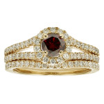 Ravishing Yaffie White Gold Bridal Set with 1ct TDW Red Diamonds.