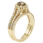 Ravishing Yaffie White Gold Bridal Set with 1ct TDW Red Diamonds.