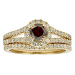 Ravishing Yaffie White Gold Bridal Set with 1ct TDW Red Diamonds.