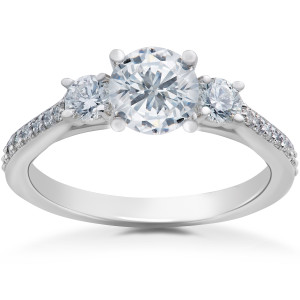 3-Stone Eco-Friendly Lab Grown Diamond Engagement Ring with 1ct TDW in Yaffie White Gold