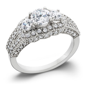 Sparkling Yaffie Diamond Ring with 2.25ct TDW and Pave-setting in White Gold