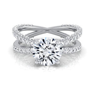 Diamond Crossover White Gold Engagement Ring by Yaffie with 2.25ct Total Diamond Weight