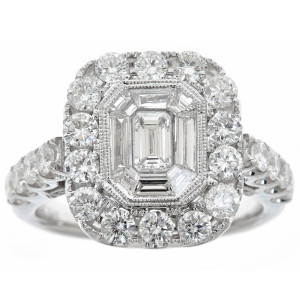 Sparkle in Style with Yaffie White Gold Diamond Square Ring - 2 2/5ct TDW