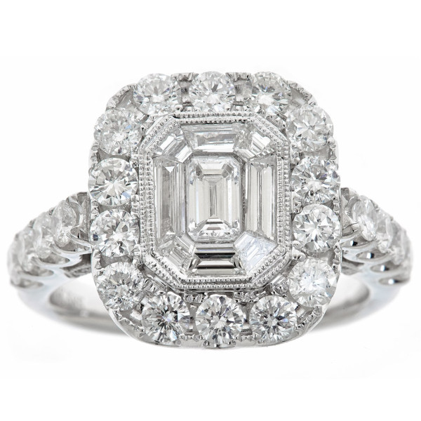 Sparkle in Style with Yaffie White Gold Diamond Square Ring - 2 2/5ct TDW