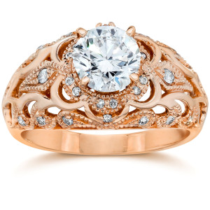 Vintage White Gold Engagement Ring with 3/4 Carat TDW Antique Diamond by Yaffie