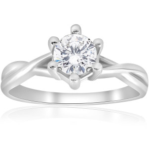 Yaffie White Gold Solitaire Diamond Engagement Ring with Interwoven Polished Setting (3/4 ct TDW)