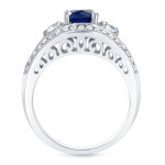 White Gold Sapphire and Diamond Engagement Ring - Yaffie 3/4ct TDW