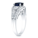 White Gold Sapphire and Diamond Engagement Ring - Yaffie 3/4ct TDW