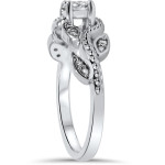Vintage Vine Petal Diamond Engagement Ring with 3/8ct TDW in White Gold by Yaffie