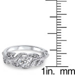 Vintage Vine Petal Diamond Engagement Ring with 3/8ct TDW in White Gold by Yaffie