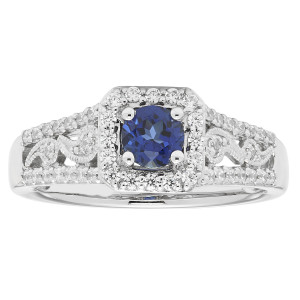 White Gold Diamond and Sapphire Engagement Ring from Yaffie - Sparkling 5/8ct TDW!